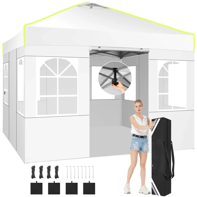 Klapfeesttent – Partytent – Klapbare Tent – Eventtent – Overkapping – Waterafstotend 210D Oxford – Verstelbare Hoogte