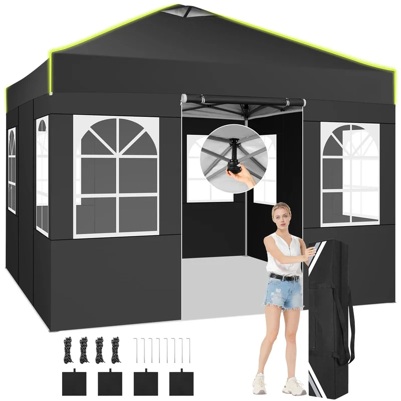 Vouwwagen 3x3 Meter – Partytent – Opvouwbare Tent – Markt Tent – Waterdicht – UV-Bescherming 50+ – Verstelbare Hoogte