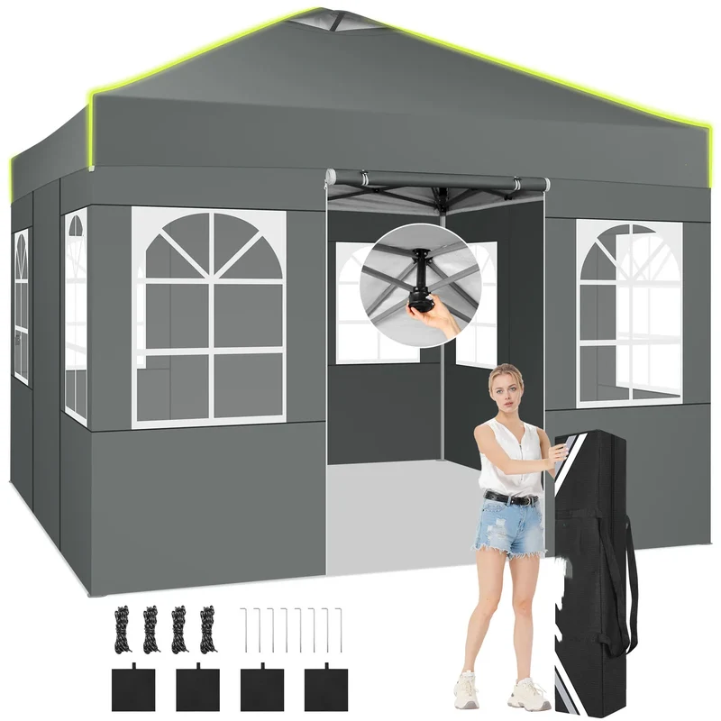Inklapbare Partytent – Vouwtent – Markttent – Tuinent – Waterdicht 210D Oxford – Verstelbare Hoogte