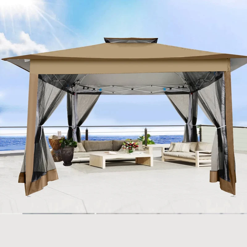 Pop-Up Tuinpaviljoen – Tuinpaviljoen – Schaduwdoek – Terrasoverkapping – Tuinkamer – Waterafstotend Dak – Insectenwerend Muggengaas