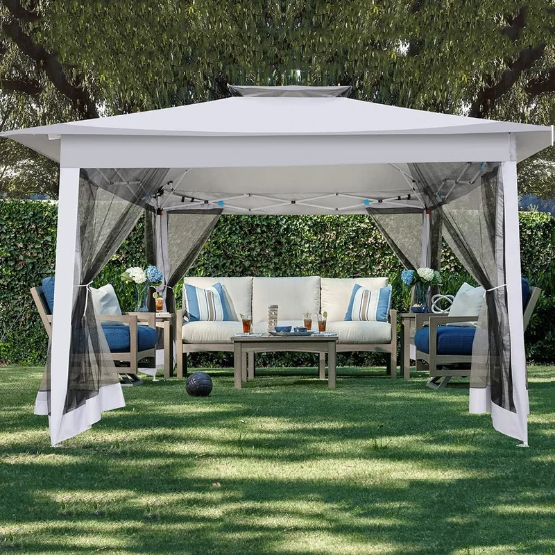 Tuinpaviljoen – Tuin Tent – Pop-Up Overkapping – Zonwering – Muskietennet – Waterafstotend Met UV-Bescherming – Ventilatiesysteem
