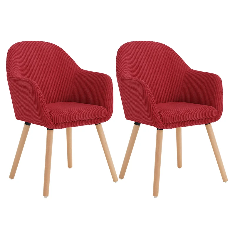 Eetkamerstoelen – Stoelen Met Armleuningen – Bureaustoelen – Comfortabele Stoelen – Corduroy Bekleding – Ergonomisch Design – Massief Houten Poten