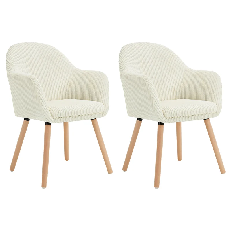 Eetkamerstoelen – Stoelen – Armstoelen – Dining Stoelen – Corduroy Bekleding – Massief Hout – Ergonomisch Design