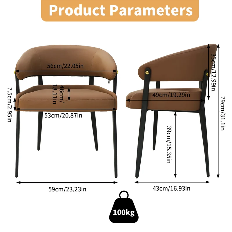 Eetkamerstoelen – Stoelen – Luxe Stoelen – Comfortabele Stoelen – Minimalistisch Design – Microfiber Leer – Draagvermogen 150 Kg