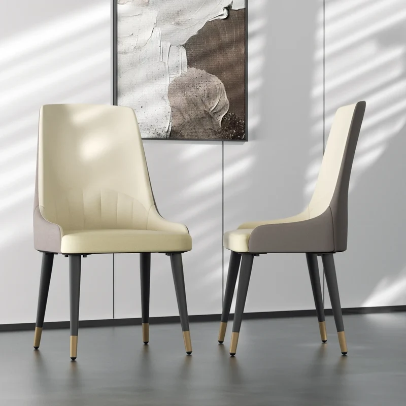 Eetkamerstoelen – Stoelen – Armleunstoel – PU-Leren Stoel – Metalen Poten – Ergonomisch Ontwerp – Stevig Tot 150 Kg