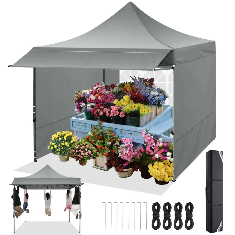 Partytent – Pop-Up Gazebo – Tent – Partyscherm – Waterdicht – 3x3 Meter – Verstelbaar Frame - Grijs