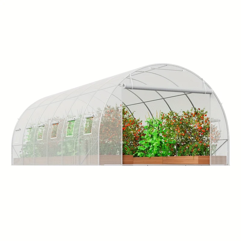 Walk-In Tunnel Kas – Tunnels Kas – Tuinkas – Kweekkas – Hoog Entree – Gegalvaniseerd Frame – UV-Bestendige PE-Folie - Wit