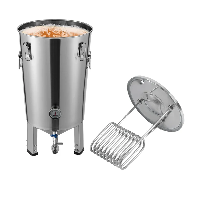 Roestvrijstalen Fermentatietank – Brouw- En Bewaartank – Gistingstank – Bier- En Wijntank – 7 Liter Inhoud – Ingebouwde Thermometer