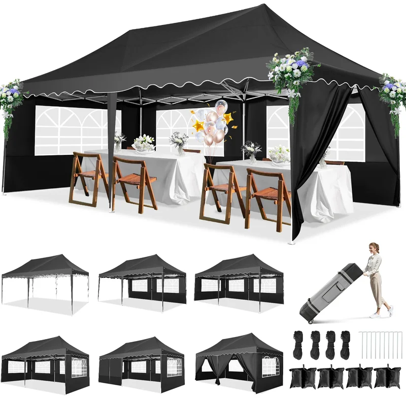 Tuinpaviljoen – Tuinoverkapping – Partytent – Buitenverblijf – Overkapping – Roestvrij Stalen Frame – Waterdicht Oxford Doek - 3 x 6 Meter - Zwart