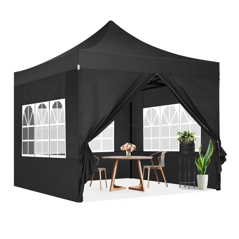 Tuinentent – Partytent – Pop-Up Luifeltent – Overkapping – Tent – Waterdicht Oxford Stof – Roestvrij Stalen Frame - 3x3m - Zwart