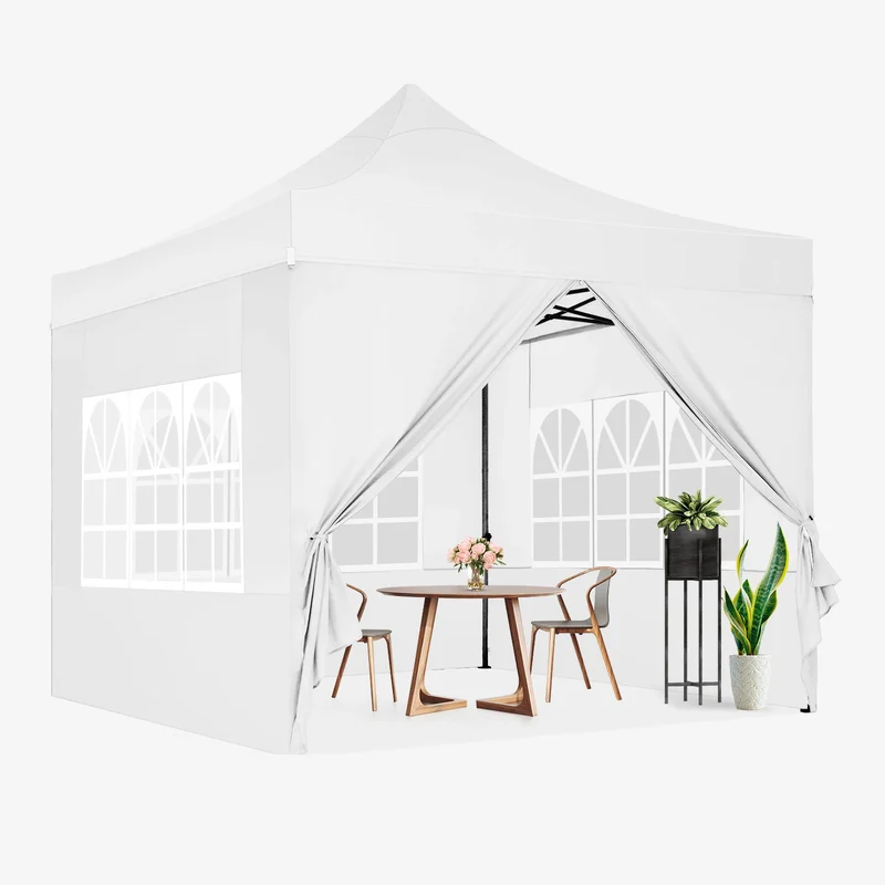 Tuinentent – Partytent – Pop-Up Luifeltent – Overkapping – Tent – Waterdicht Oxford Stof – Roestvrij Stalen Frame - 3x3m - Wit
