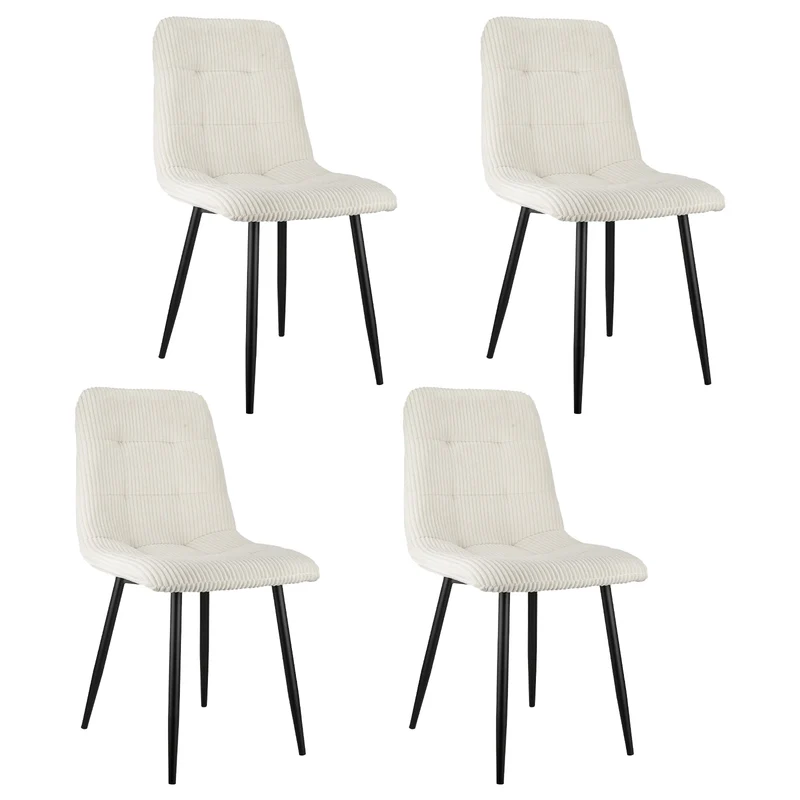 Eetkamerstoelen – Set of 4 Stoelen – Zitten – Bureaustoelen – Zitplaatsen – Ergonomisch Design – Stevig Metalen Frame - 43 x 50 x 87.5 cm - Beige