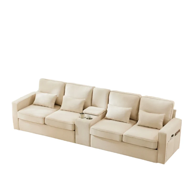 Hoekbank – Bank – Hoekbank Met Opbergruimte – Comfortabele Bank – Duurzaam Hennepstof – USB-Poorten – Instelbare Rugkussens - 290 × 83 × 88 cm - Beige
