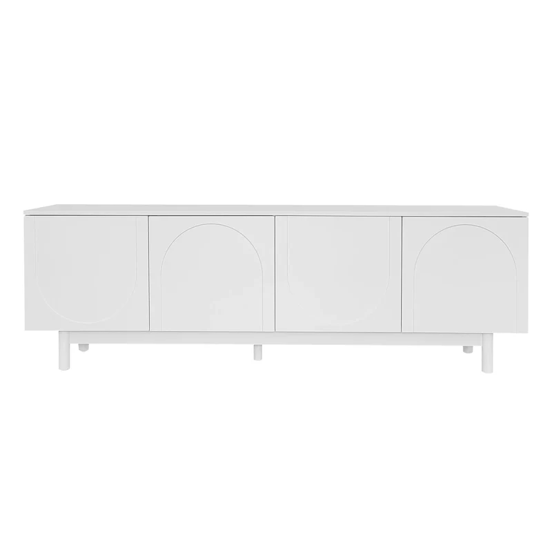 Tv-Meubel – TV Kast – Tv Meubel Modern – Woonkamermeubel – Zonder Handgrepen – Verstelbare Planken – Houten Potten - 175 x 38 x 56 cm - Wit