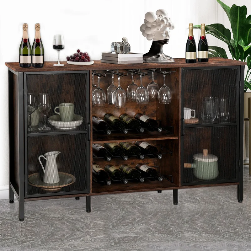 Wijnkoeler – Flessenkoeler – Wijnvat Koeler – Vergrendelbare Glazen Deur – Houtnerf Design