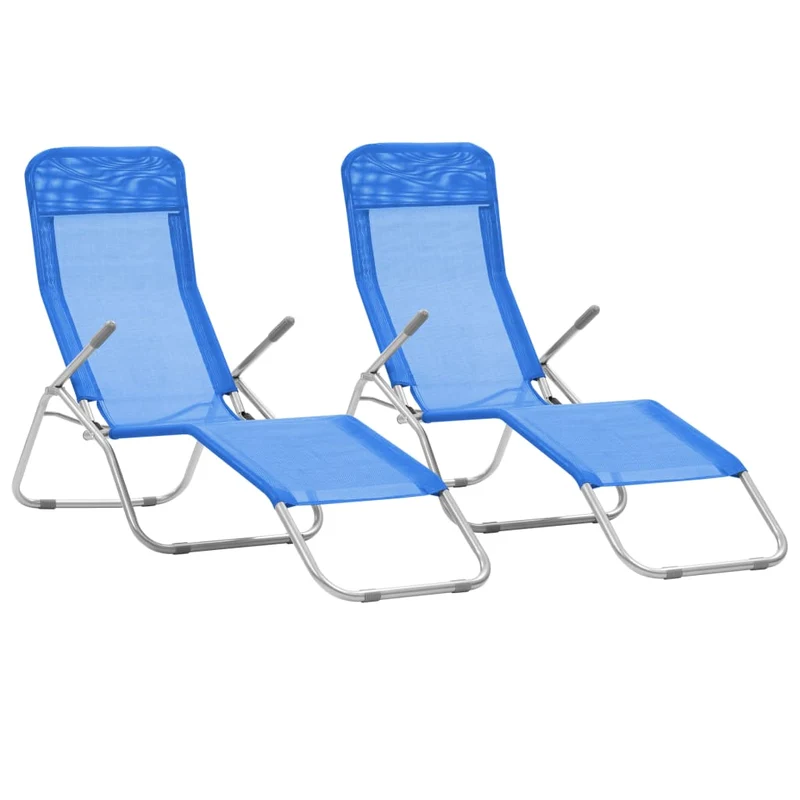 2 Vouwbare Ligstoelen – Tuinstoelen – Strandstoelen – Relaxstoelen – Verstelbare Rugleuning – Gepoedercoat Staal