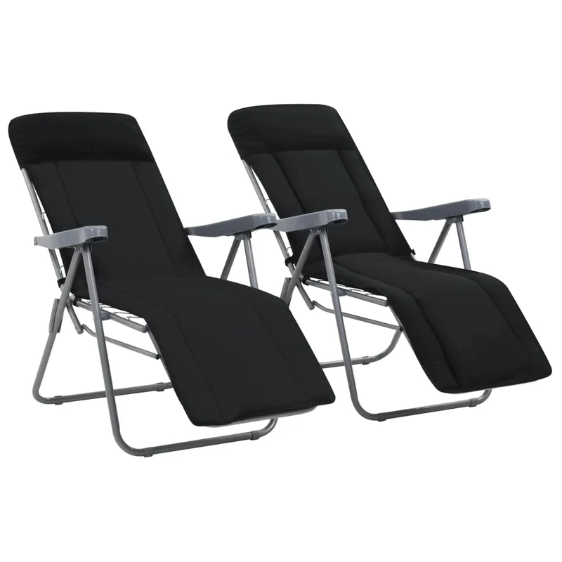Inklapbare Tuinstoelen – Campingstoelen – Relaxstoelen – Tuinmeubilair – Verstelbare Rugleuning – Stalen Frame – Comfortabele Kussens