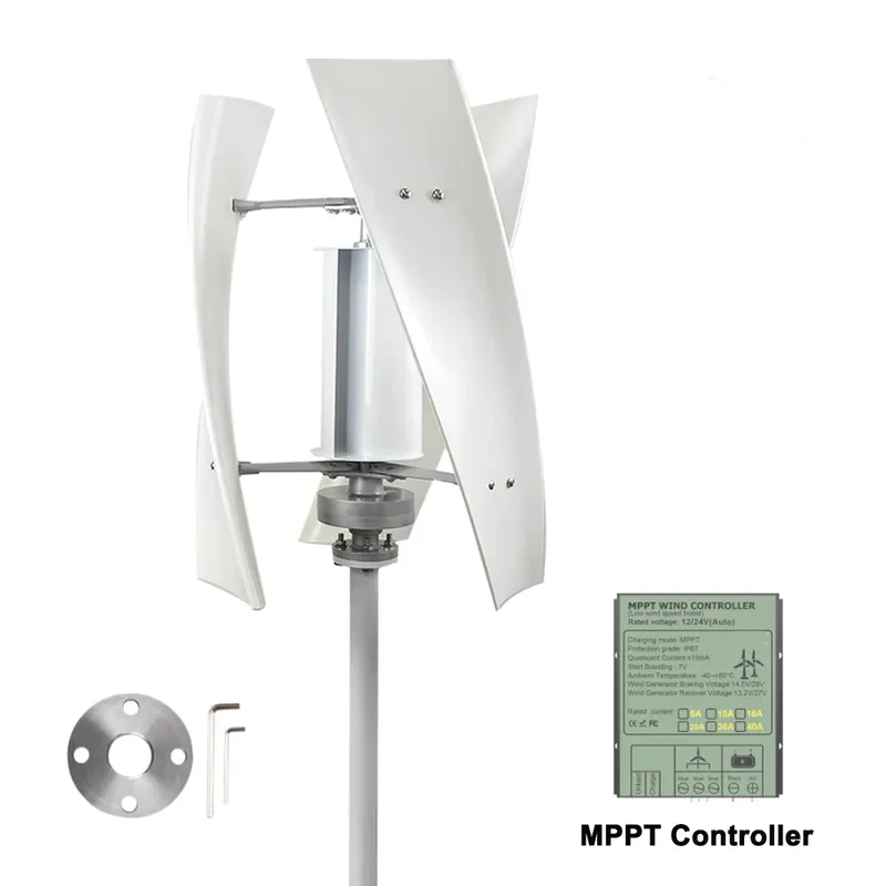 Windturbine – Windgenerator – Windmolen – Duurzame Energie – 3000W Vermogen – Aluminium Behuizing - Wit - 12V - Met MPPT-regelaar