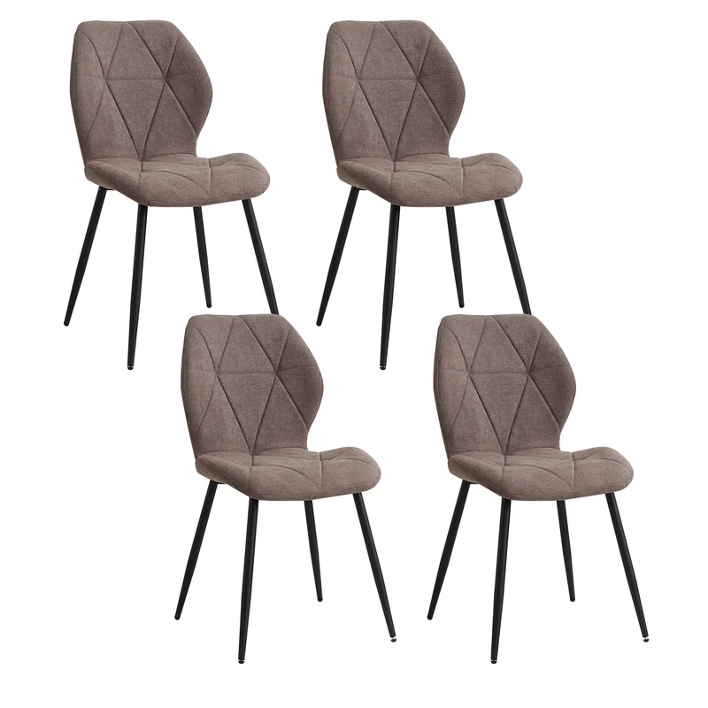 Eetkamerstoel – Stoel – Dinersstoel – Zitstoel – Linnen Bekleding – Ergonomische Rugleuning – Zwarte Metalen Poten