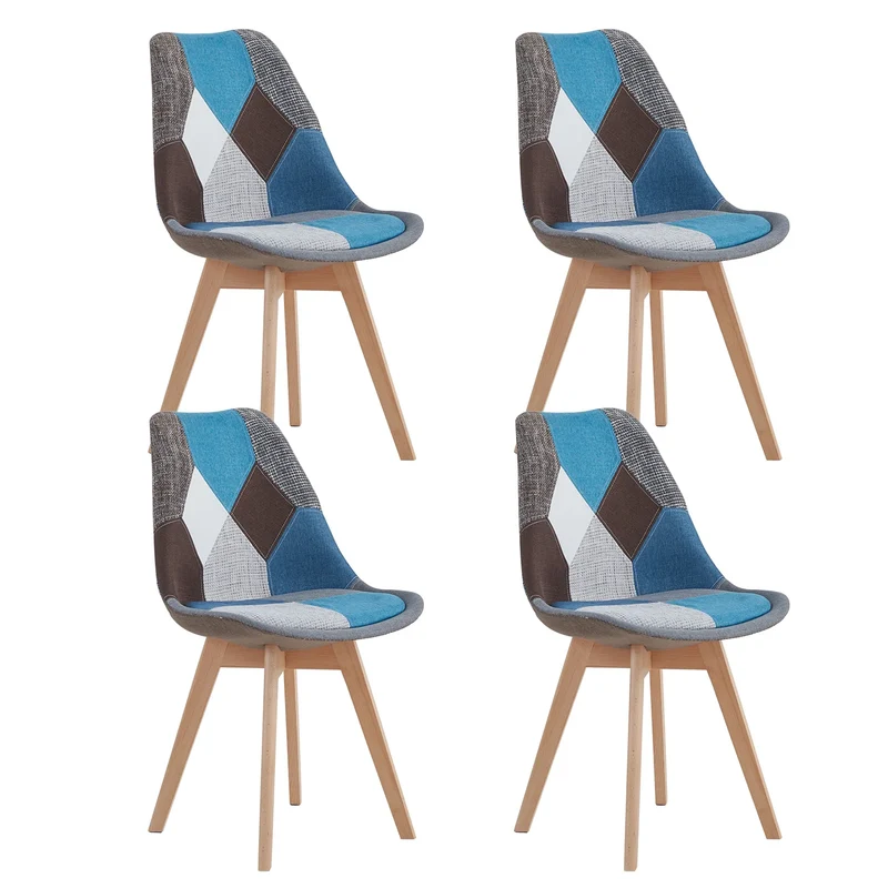 Patchwork Stoelen – Eetkamerstoelen – Bureaustoelen – Woonkamerstoelen – Slaapkamerstoelen – Linnen Stof – Maximaal 100 Kg Draagvermogen