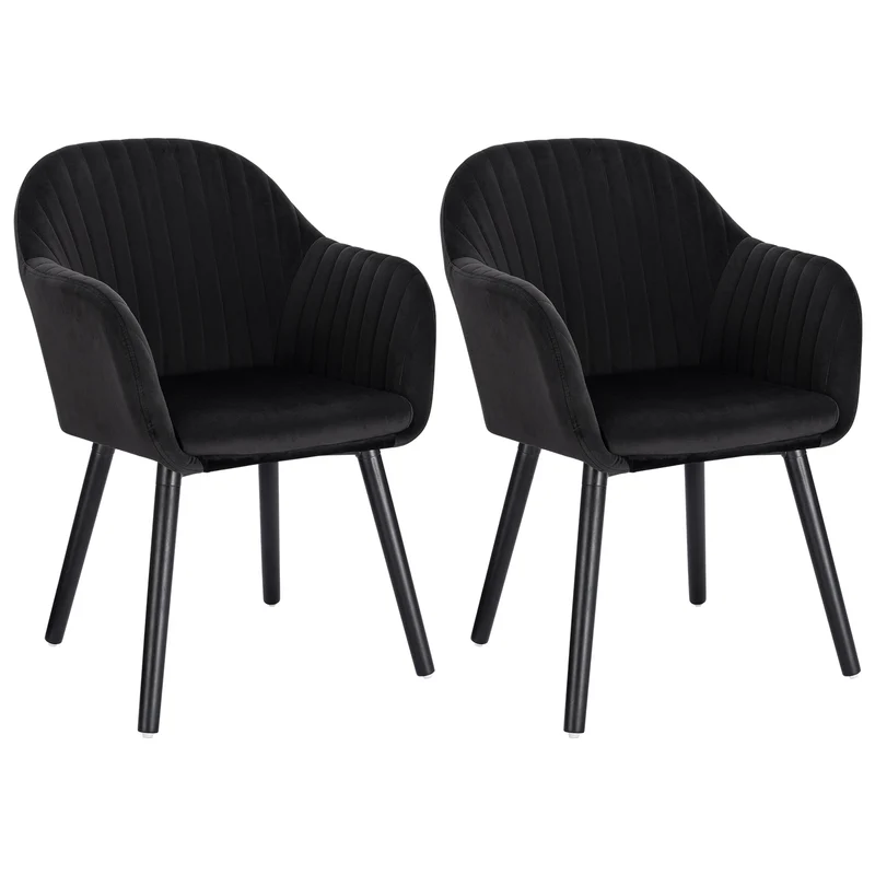 Eetkamerstoel – Stoel Met Armleuningen – Velvet Stoel – Comfortabele Stoel – Ergonomisch Design – Stevig Houten Frame – Antislip Voetdoppen