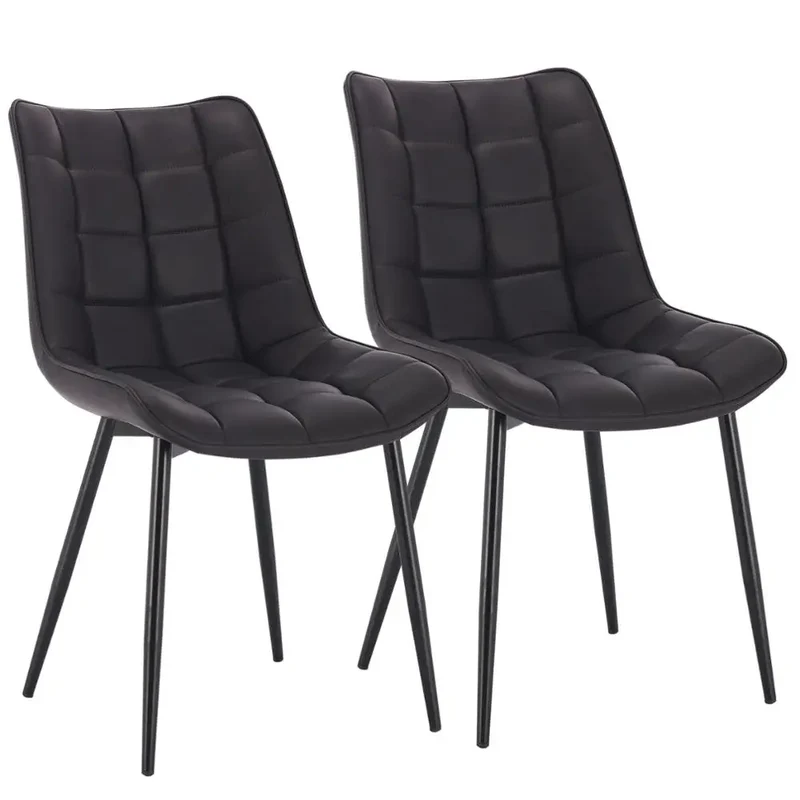 Eetkamerstoel – Stoel – Zitstoel – Achterstoel – Kuipstoel – Metalen Frame – Lederlook Bekleding