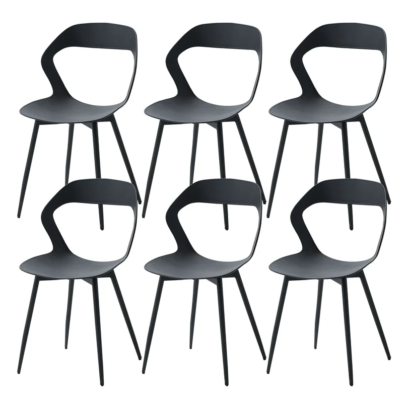Eetkamerstoelen – Stoelen – Dining Stoelen – Zwarte Stoelen – Set Van 6 – Metalen Pootjes – Hoogwaardig Polypropyleen