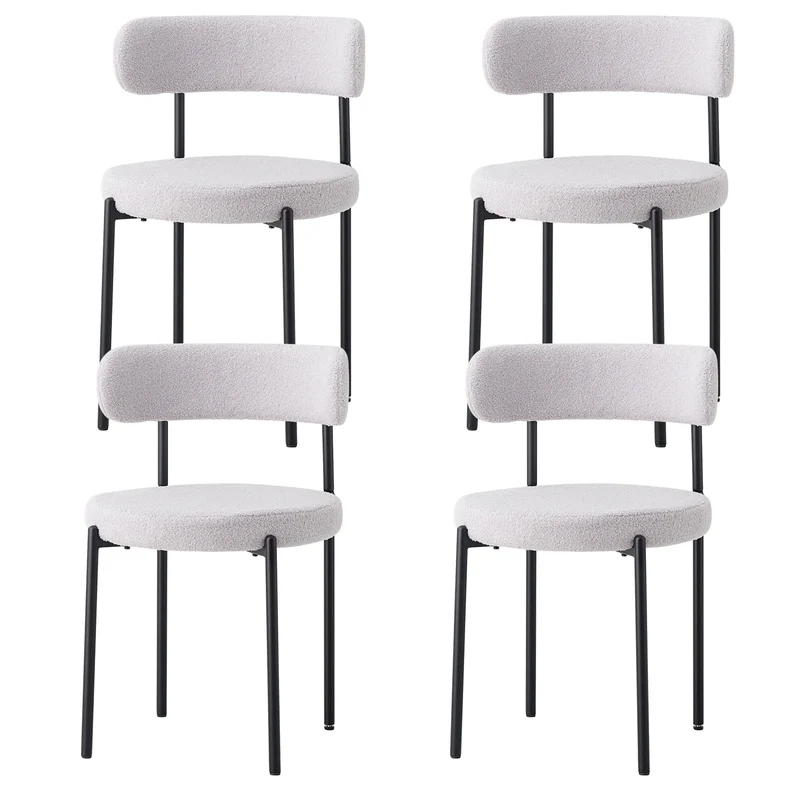 Eetkamerstoelen – Stoelen – Dining Stoelen – Velvet Stoelen – Teddy Bekleding – Ergonomische Rugleuning – Metalen Pooten