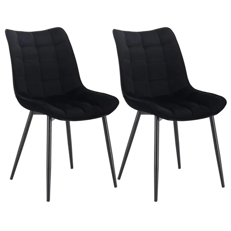 Eetkamerstoelen – Stoelen – Werkstoelen – Make-Up Stoelen – Metalen Poot Met Zwarte Coating – Comfortabele Lederlook Zitting