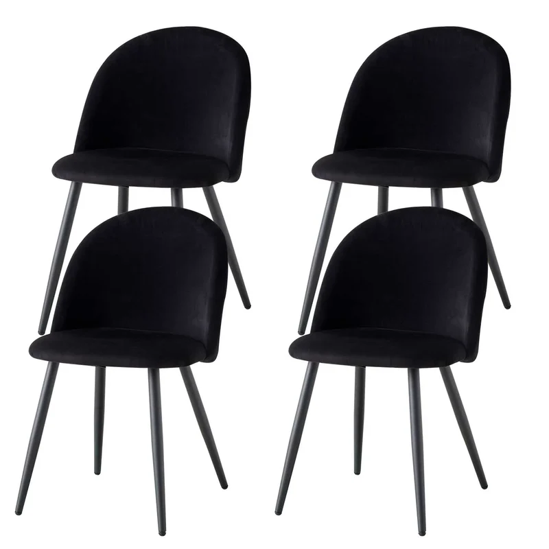 Eetkamerstoelen – Stoelen – Velvet Stoelen – Zwarte Stoelen – Comfortabel – Verchroomd Metalen Onderstel – 120 Kg Draagkracht