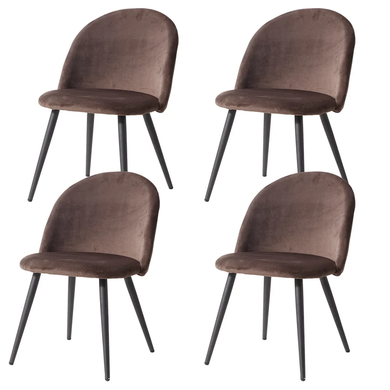 Velvet Eetkamerstoelen – Gestoffeerde Stoelen – Dining Stoelen – Velvet Stoelen – Set Van 4 – Met Metalen Onderstel – Comfortabele Zithoogte
