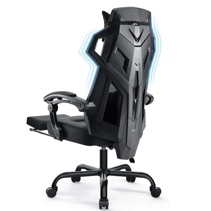 Gaming Stoel – Ergonomische Bureaustoel – Comfortabele Stoel – Mesh Rugleuning – Verstelbare Zithoogte – 150 Kg Belastbaar - 52 x 65 x 132 cm - Zwart