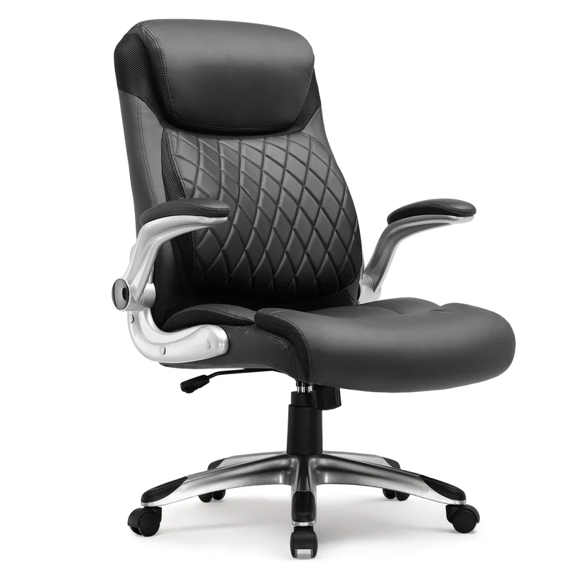 Ergonomische Bureaustoel – Kantoorstoel – Werkstoel – Bureaustoel Met Armleuningen – S-Vormig Rugpaneel – Draagvermogen 136 Kg – 360 Graden Draaibaar - 52 x 54 x 118 cm - Zwart