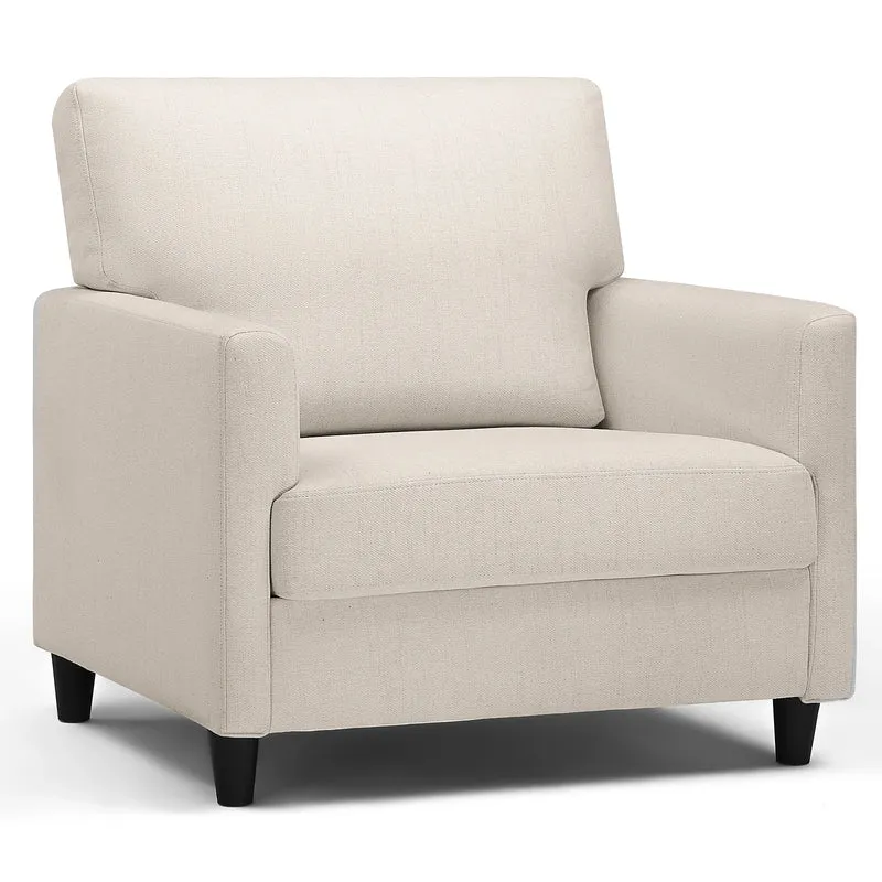 Relaxstoel – Fauteuil – Lounge Stoel – Zitstoel – Zacht Linnenhoes – Dikke Foam Vulling – Ergonomisch Design - 82 x 78 x 93 cm - Wit