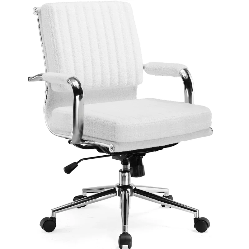 Bureaustoel – Ergonomische Bureaustoel – Werkstoel – Kantoorstoel – Stoel Met Ademend Textiel – In Hoogte Verstelbaar – Schommelbaar Tot 130° - 49 x 49 x 105 cm - Wit