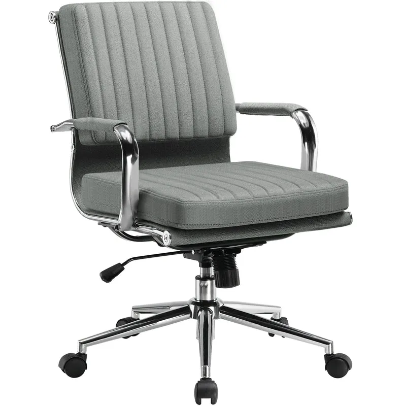 Bureaustoel – Ergonomische Bureaustoel – Werkstoel – Kantoorstoel – Stoel Met Ademend Textiel – In Hoogte Verstelbaar – Schommelbaar Tot 130° - 49 x 49 x 105 cm - Grijs