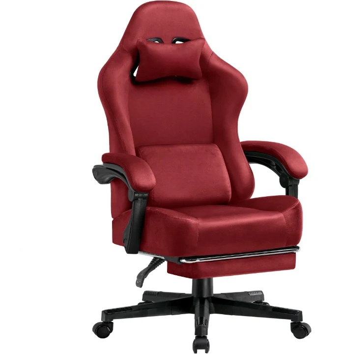 Gamingstoel – Bureaustoel – Werkstoel – Stud Stoel – 160° Verstelbare Rugleuning – Uittrekbare Voetsteun - 131x 53 x 49 cm - Rood