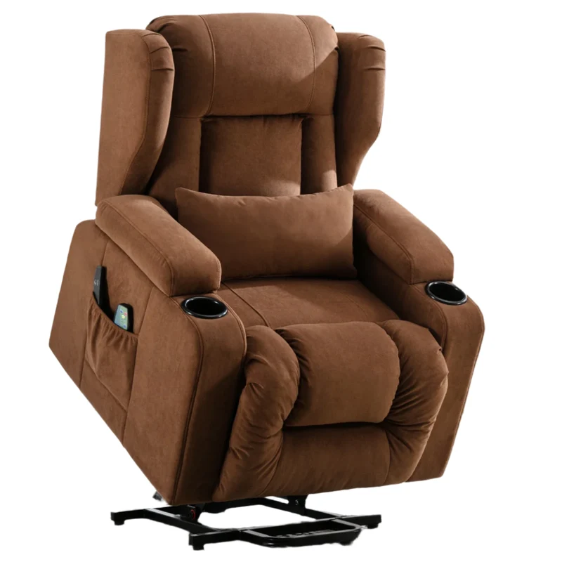 Elektrische Relaxfauteuil – Relaxstoel – Liftsysteem – Massagefauteuil – Verstelbare Rugleuning – Warmtefunctie – Draaglast 150 Kg - 75 x 83 x 100 cm - Bruin