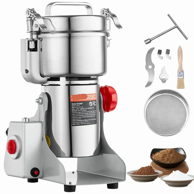 Krachtige Graanmaler – Specerijenmaler – Kruidenmolen – Elektrische Grinder – 2000W Motor – 500 Gram Capaciteit