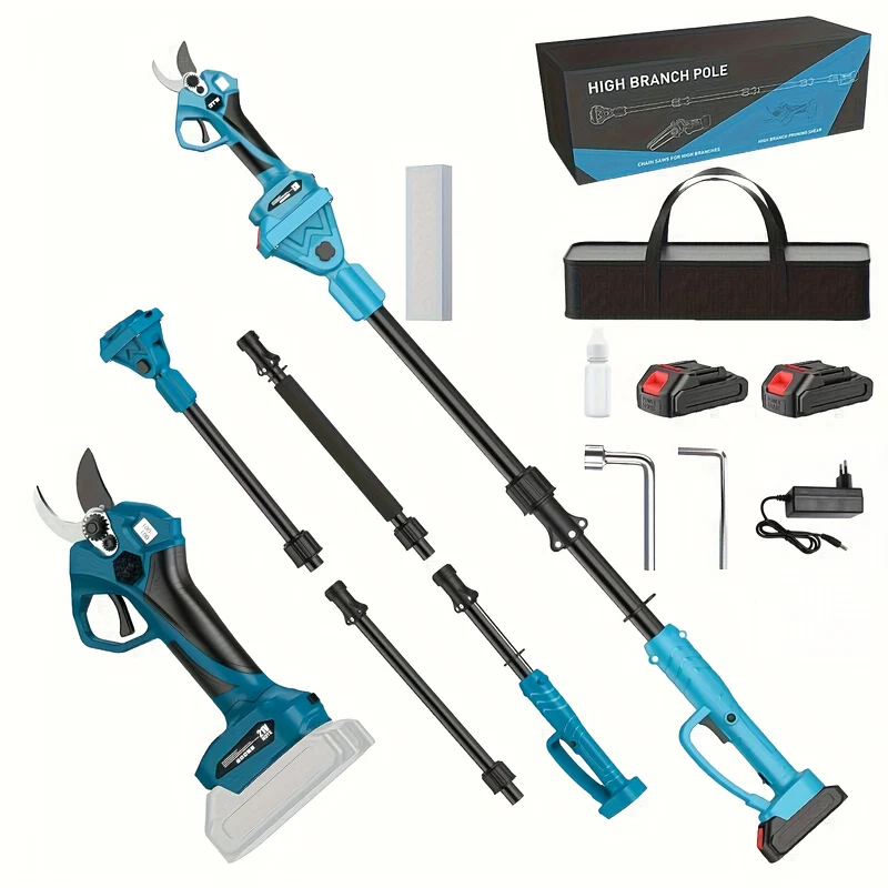 Elektrische Snoeischaar – Snoeigereedschap – Takkenschaar – Tuinschaar – Verlengsteel – Uitschuifbare Steel 50-200 Cm – Lithiumbatterij