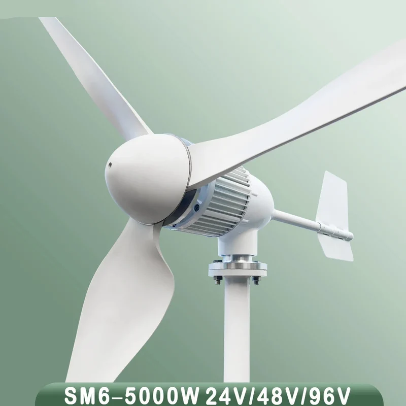 Windturbine – Windmolen – Windgenerator – Windenergie Opwekker – Stil En Efficiënt – 5 kW Vermogen – Aluminiumlegering - 96V