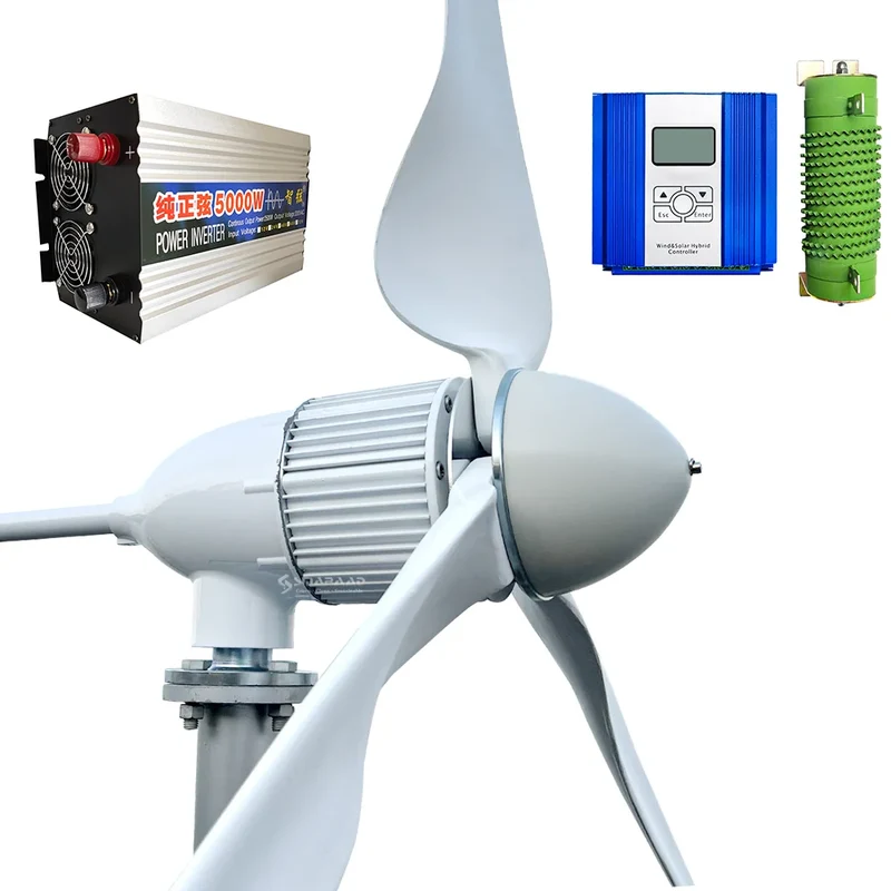Windturbine – Windmolen – Windgenerator – Windenergie Opwekker – Stil En Efficiënt – 5 kW Vermogen – Aluminiumlegering - 48V - Off-grid Systeem