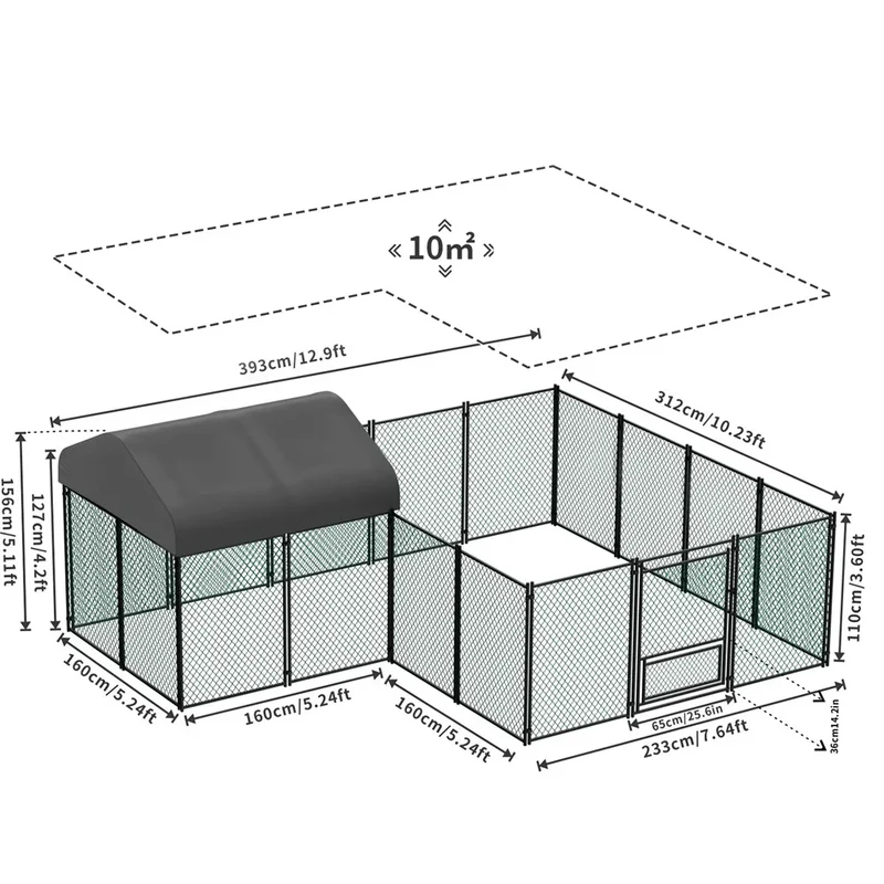 Kippenren – Buitenren – Pluimveerun – Dierenren – Ruime Loopdeur – UV-Bestendig Dak