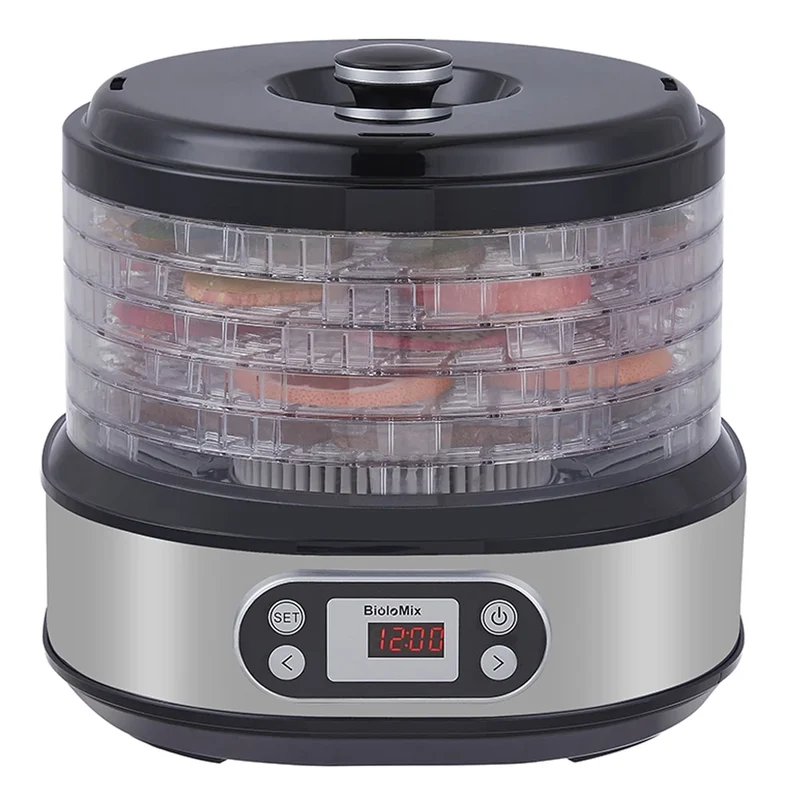 Voedseldroger – Fruitdroger – Voedsel uitdroger – Food dehydrator – Drogen machine – 6 Roestvrijstalen Trays – Digitale Temperatuur- en Timerinstelling