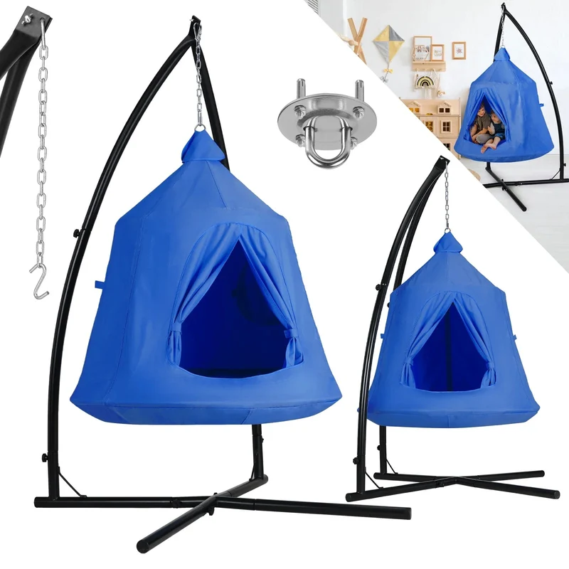 Hangstoel – Hangstoel Met Standaard – Tuinstoel – Schommelstoel – 600D Oxford Stof – LED-Verlichting – Maximaal 150 Kg