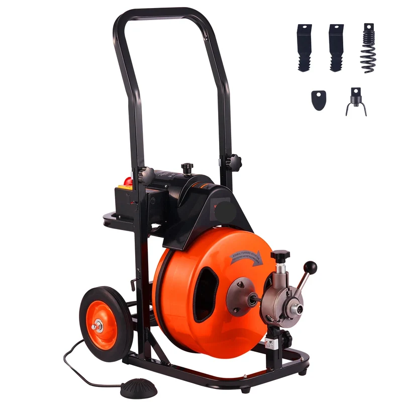 Ontstoppingsmachine – Kabelontstopper – Afvoerontstopper – Verstopper – Ontstopper – 22 Meter Roestbestendige Kabel – 4 Verwisselbare Snijbladen