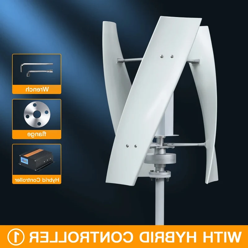 Verticale Windturbine – Horizontale Windmolen – Mini Windgenerator – Windkracht Turbine – 2000W Vermogen – 48V - MPPT Hybride Controle
