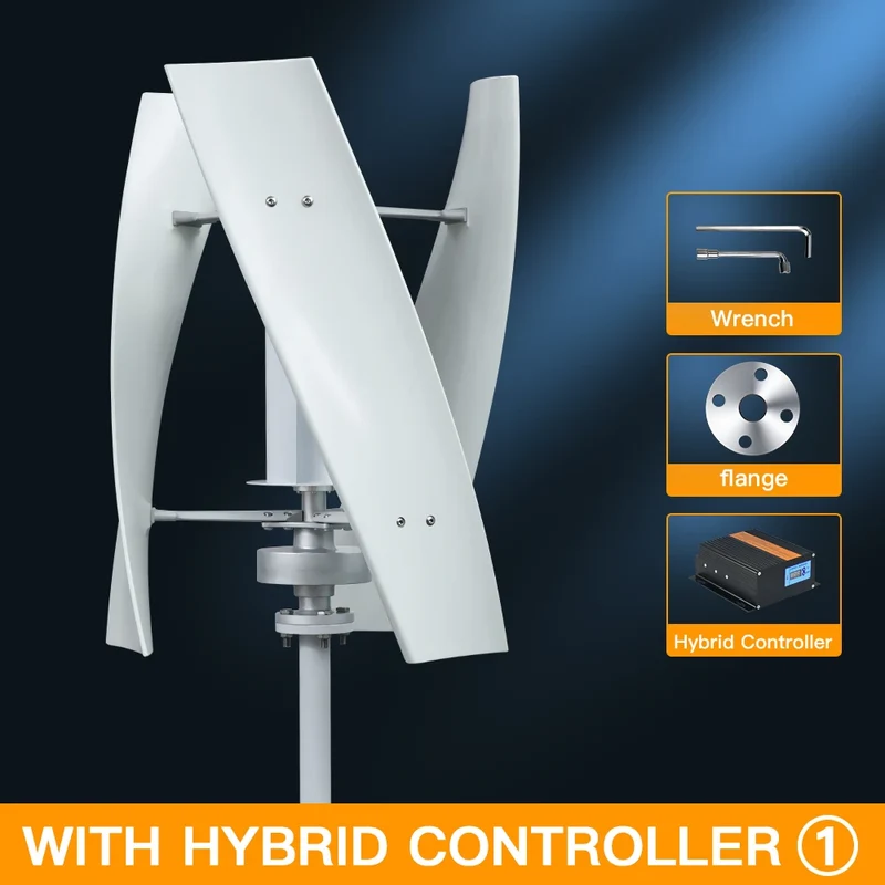 Verticale Windturbine – Horizontale Windmolen – Mini Windgenerator – Windkracht Turbine – 2000W Vermogen – 12V - MPPT Hybride Controle