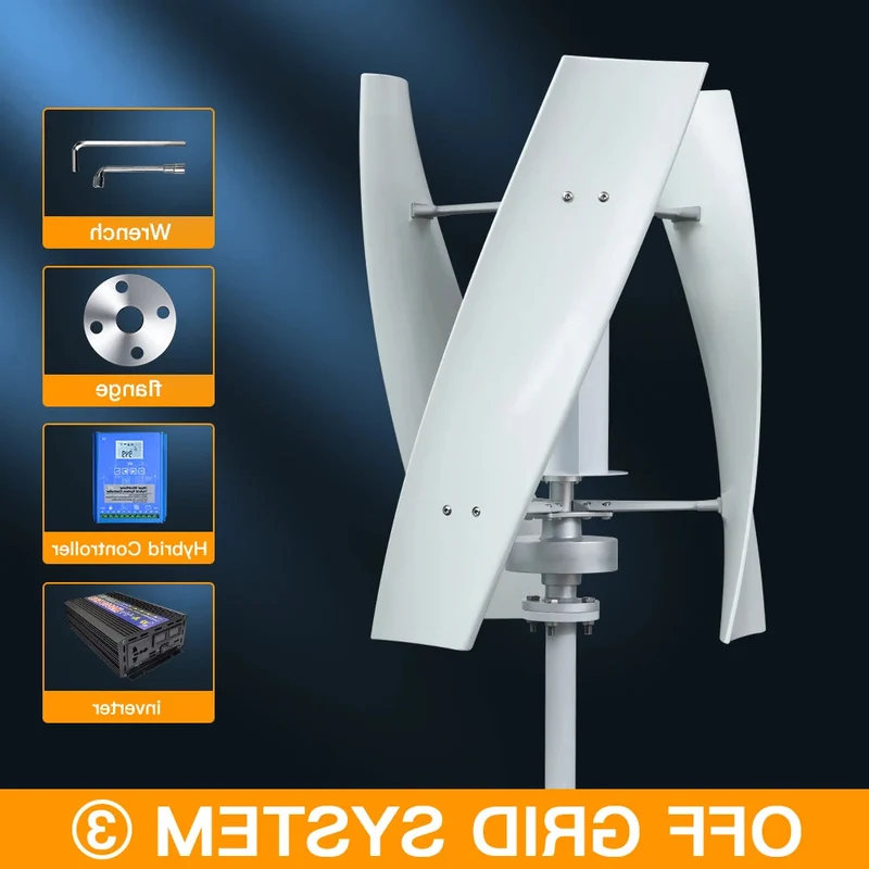 Verticale Windturbine – Horizontale Windmolen – Mini Windgenerator – Windkracht Turbine – 2000W Vermogen – 48V - Off-grid Systeem 3