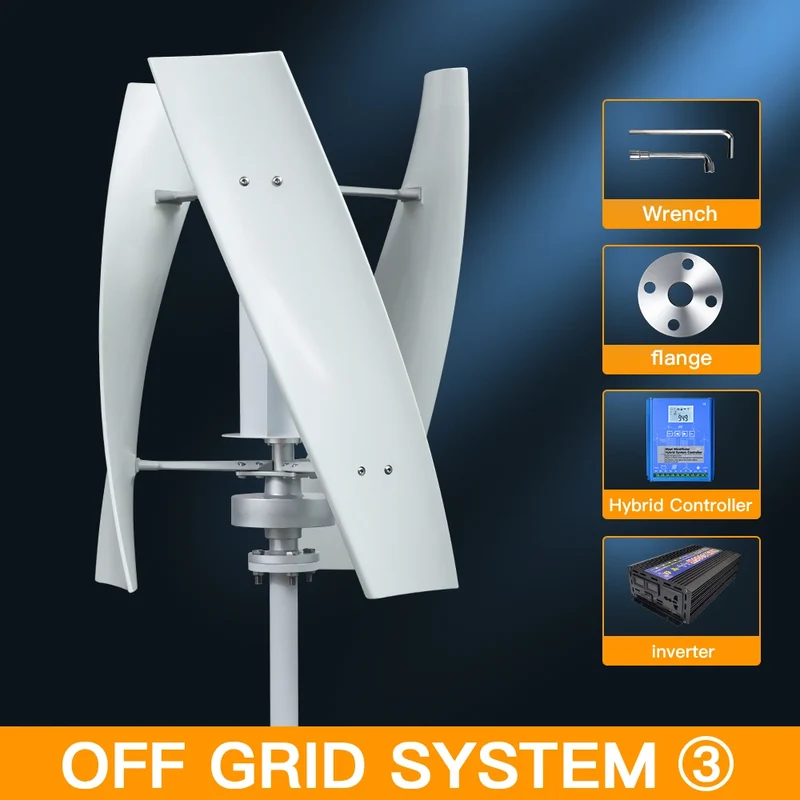 Verticale Windturbine – Horizontale Windmolen – Mini Windgenerator – Windkracht Turbine – 2000W Vermogen – 12V - Off-grid systeem 3